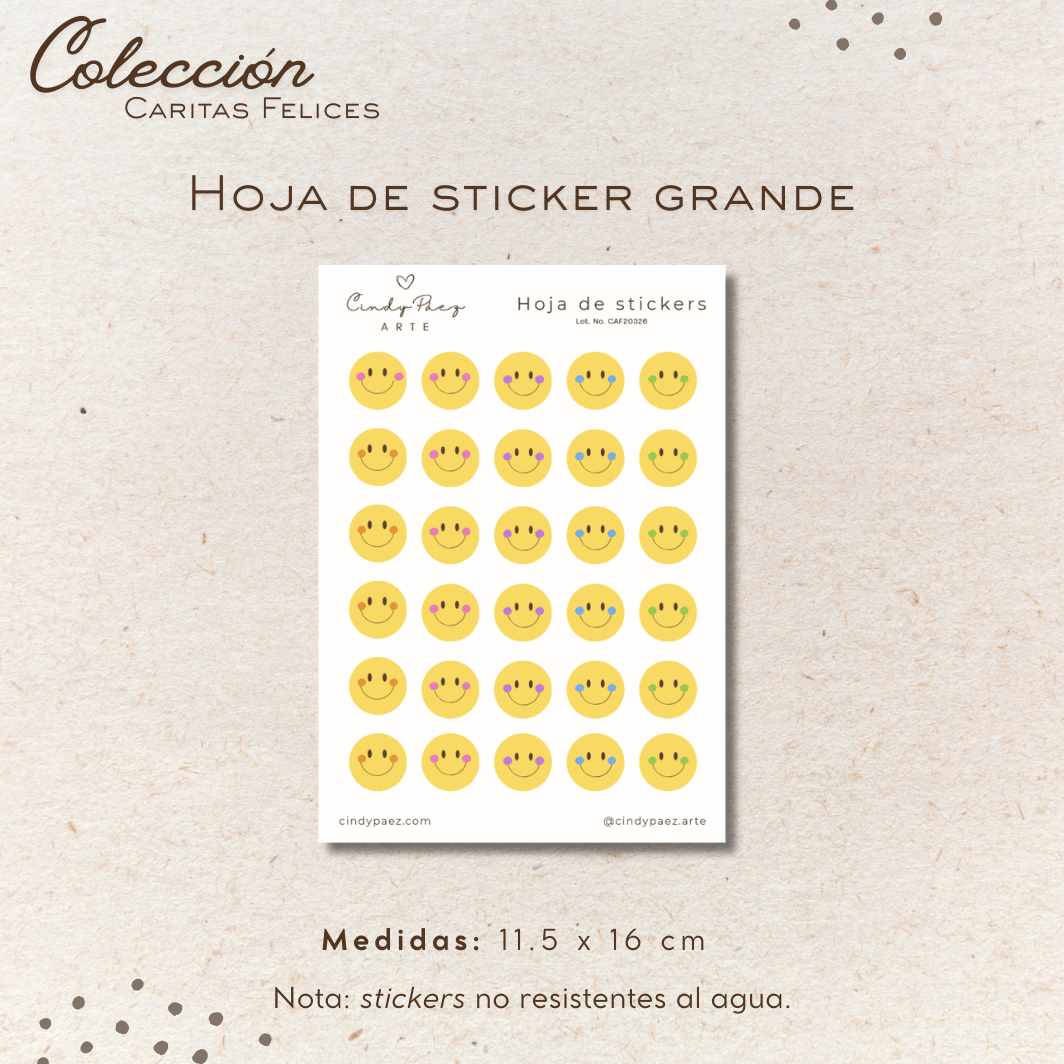 Hoja de stickers - Caritas felices