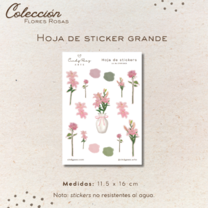 Hoja de stickers - Flores rosas