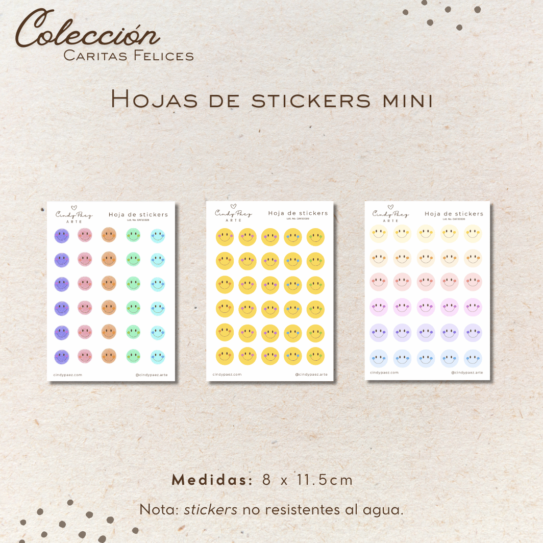 Hojas de stickers mini - Caritas felices