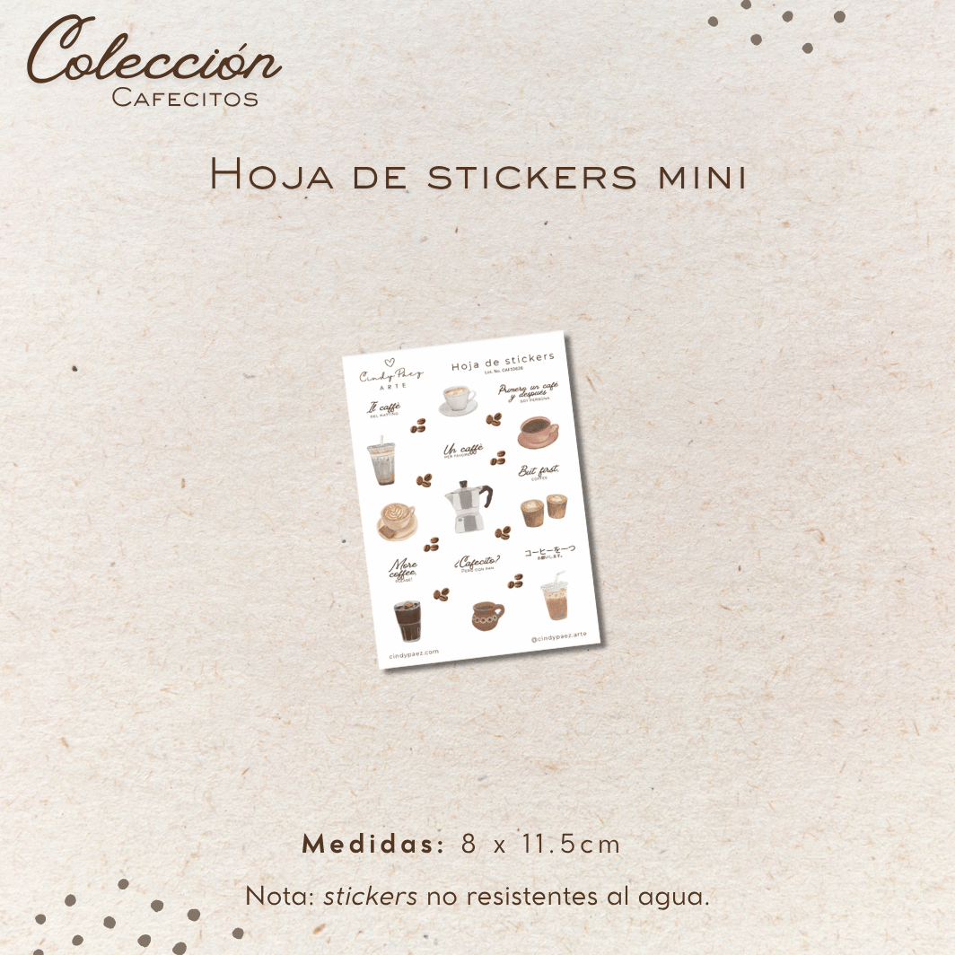 Hoja de stickers mini - Cafecitos